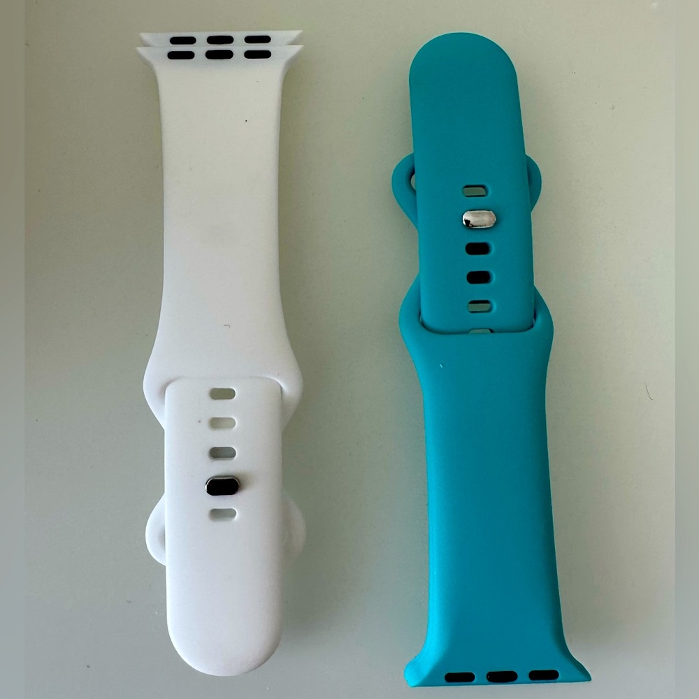 Set of 2 Series 10 White and Blue Tiffany Silicon Watch Bands for Smartwatches